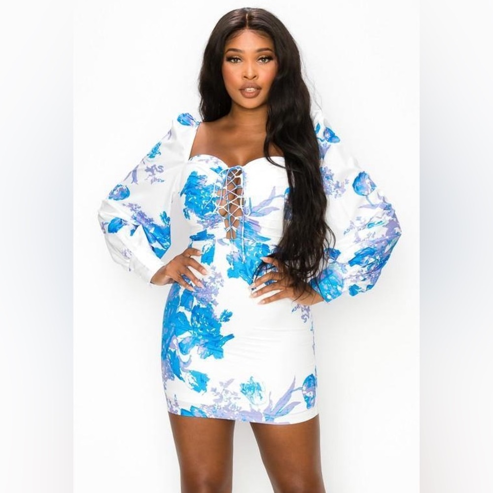 Floral print corset mini dress